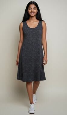 MAGGIES ORGANICS REVERSIBLE BLACK FLORAL GEO PRINT TANK DRESS XLARGE NWOT